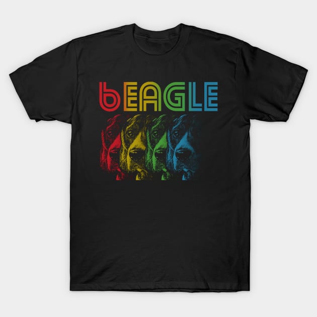 Cool Retro Groovy Beagle Dog T-Shirt by Madfido